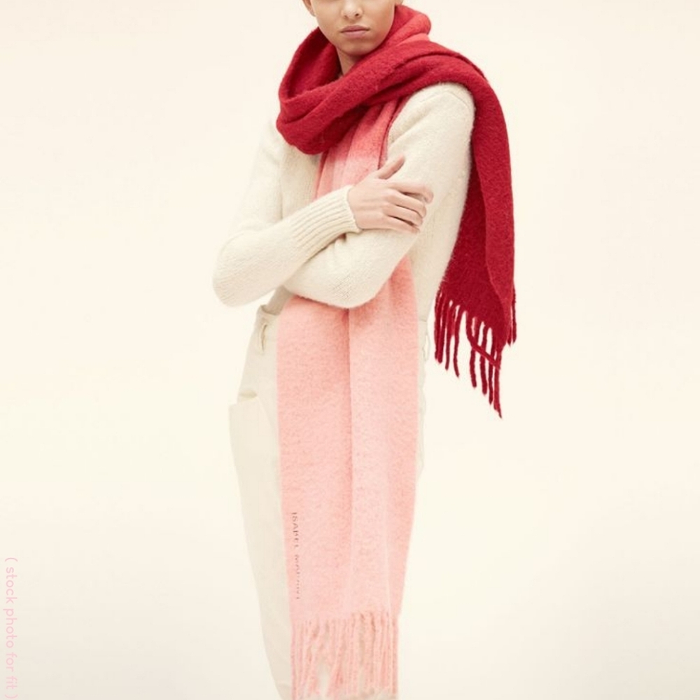 Isabel Marant Firna alpaca blend scarf in red and pink